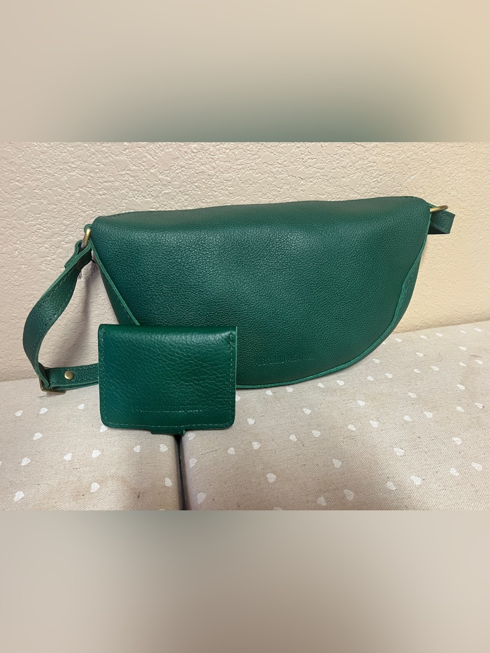 Portland Leather Green Leather Crossbody Belt Bag with Coin Pouch